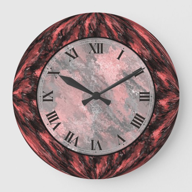 Horloge murale en marbre Crimson Red Faux (Recto)