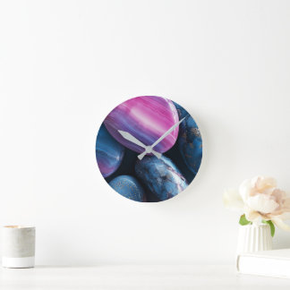 Horloge murale en marbre d'agate violet et bleu ab