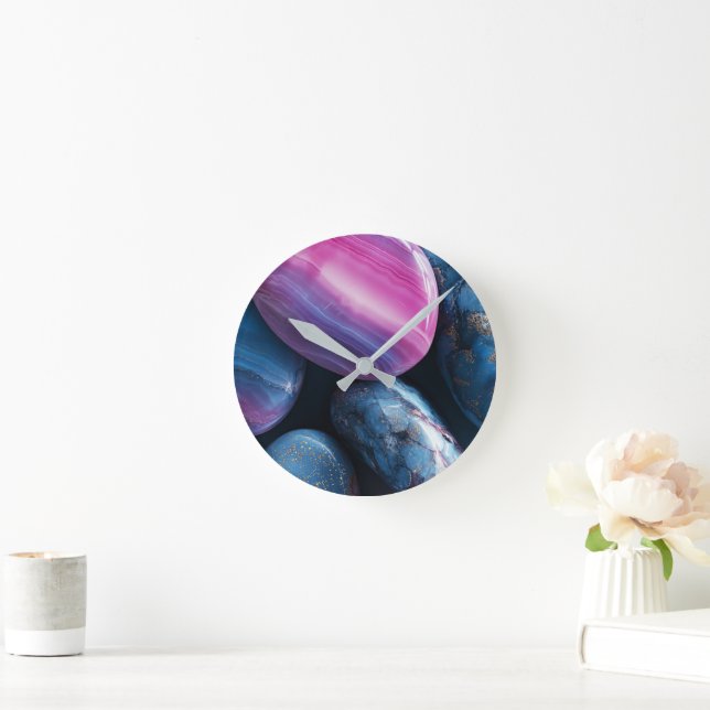 Horloge murale en marbre d'agate violet et bleu ab (Maison)