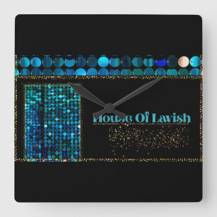 Horloge murale en mosaïque Teal Luxe noir pour la