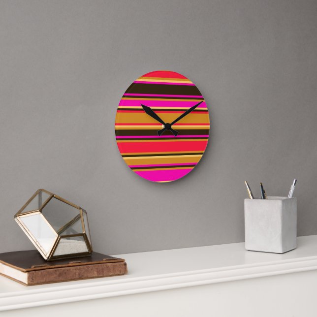 Horloge murale en or, rouge et magenta (Bureau)