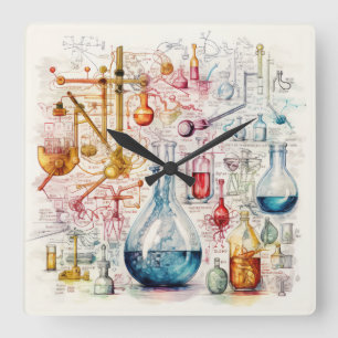 Horloge murale en papier de chimie