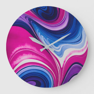 Horloge murale en papier marbré coloré