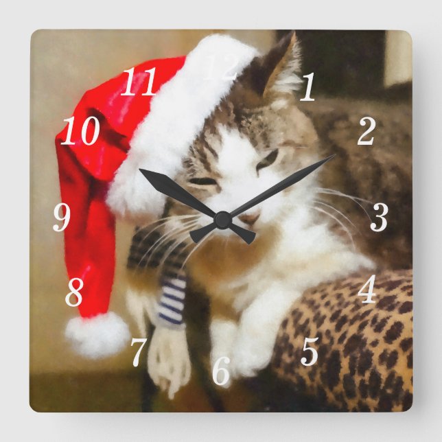 Horloge murale en peinture père Noël Kitty (Recto)