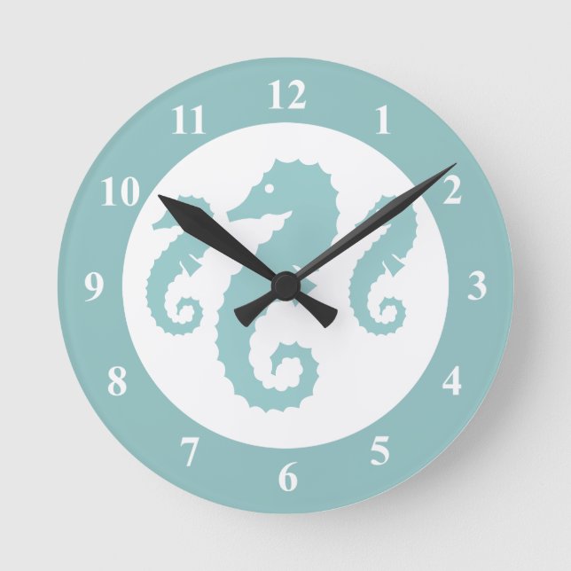 Horloge murale en pépinière avec hippocampes | ani (Recto)