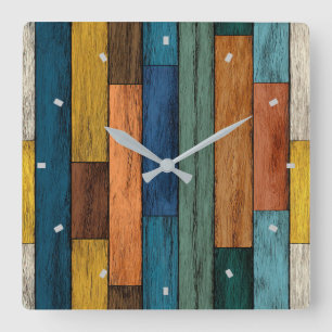 Horloge murale en planches de bois