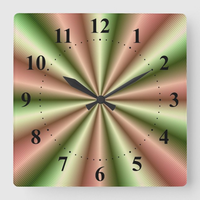 Horloge murale en plis rose et vert (Recto)