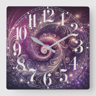 Horloge murale en plumes galactiques