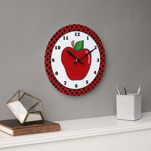 Horloge murale en pomme rouge du dessin (Bureau)