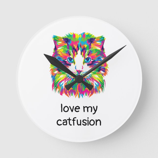 Horloge murale en quartz Chat abstrait Love My Cat (Recto)