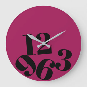 Horloge murale - En rose grands nombres tombés