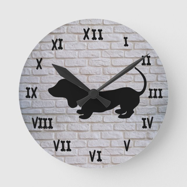 Horloge murale en silhouette de teckel en brique b (Recto)