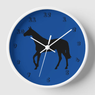 Horloge murale en silhouette du cheval à cheval Th