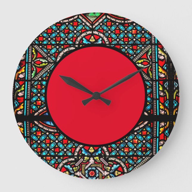Horloge murale en verre noir et rouge (Recto)