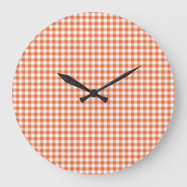 Horloge murale, En vichy chèque orange et blanc (Recto)