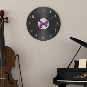 Horloge murale en vinyle Disco Retro