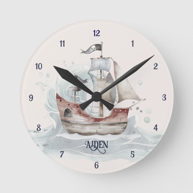 Horloge murale enfant Bateau Pirate Mignon (Recto)