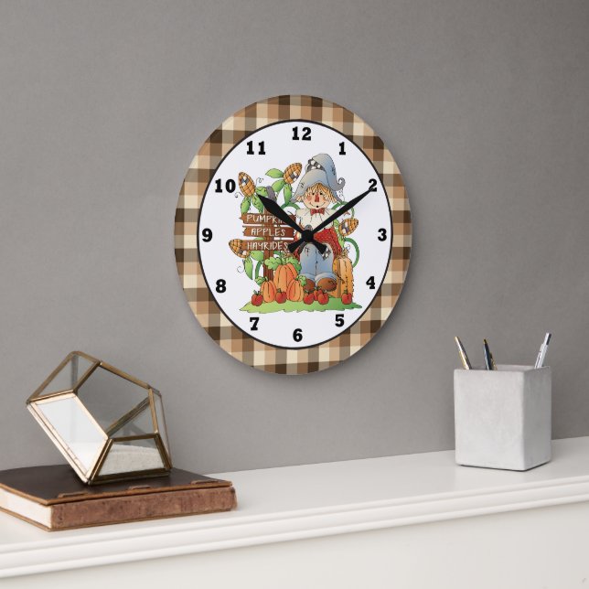 Horloge murale épouvantail saisonnier d'automne (Bureau)