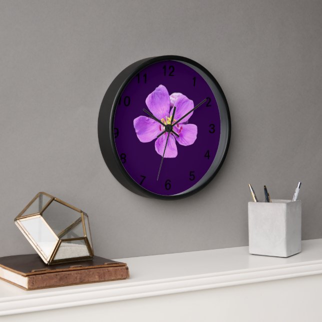 Horloge murale esthétique à fleurs violettes - Nat (Bureau)