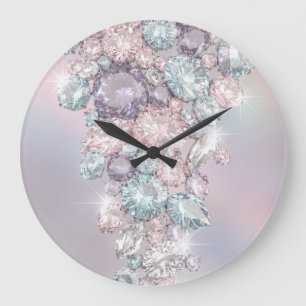 Horloge murale esthétique en pierre gemme pastel –