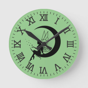 Horloge murale Fairy and Crescent Moon