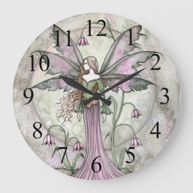 Horloge murale fantaisie fée de la lune tranquille (Recto)
