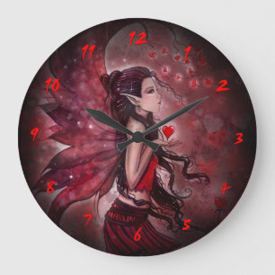 Horloge murale fantaisie fée des coeurs
