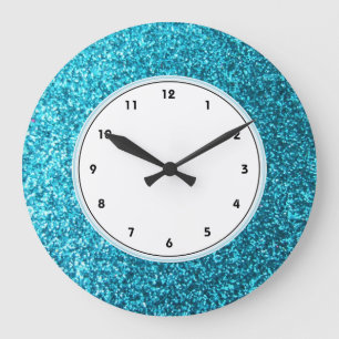Horloge murale Faux Blue Parties scintillant