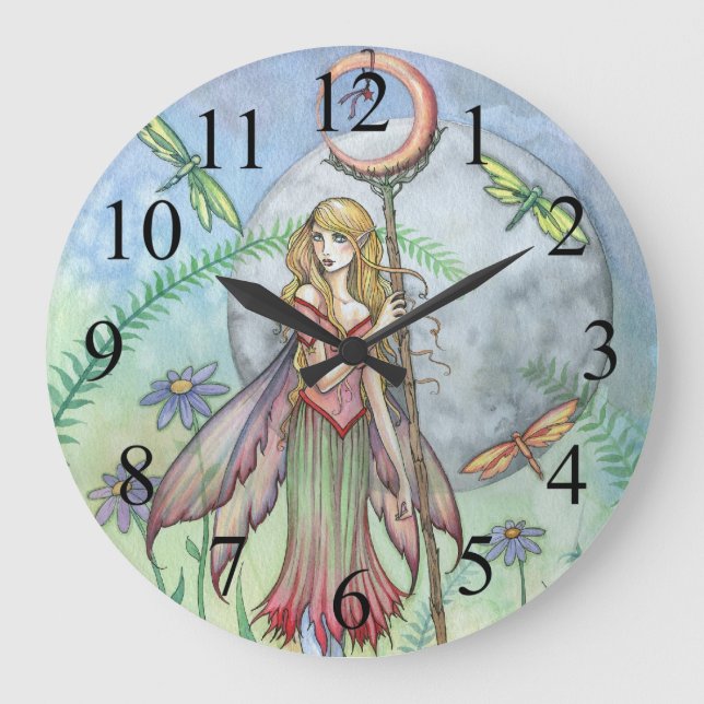 Horloge murale Fée de la fleur d'été douce (Recto)
