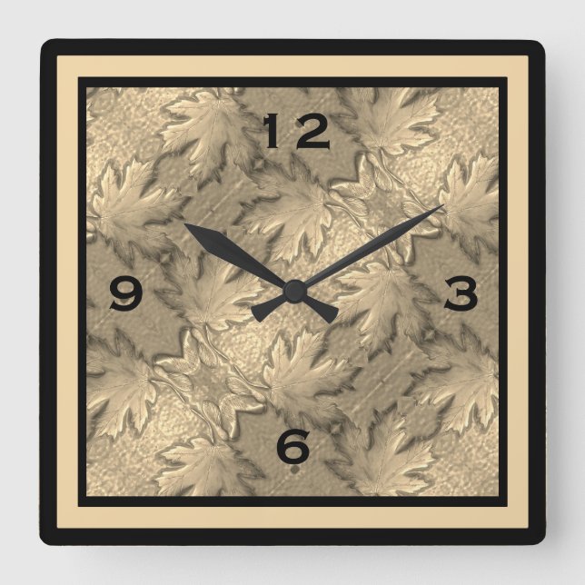 Horloge murale feuille d'érable d'or (Recto)