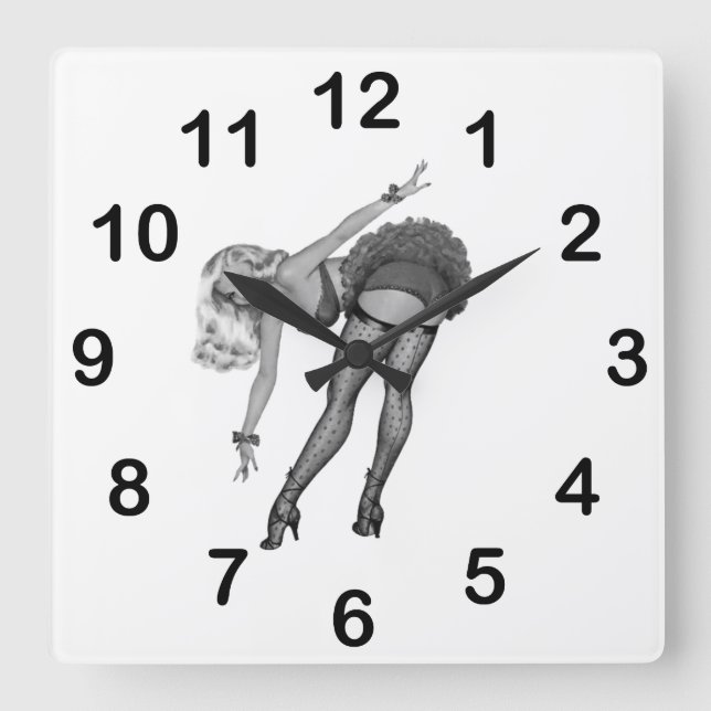 Horloge murale Filles PinUp Noir Blanc (19) (Recto)