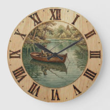 Horloge murale Fishing Lake