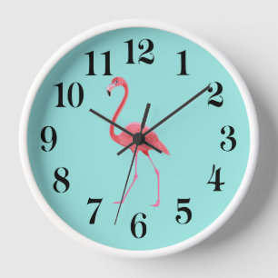 Horloge murale flamant rose