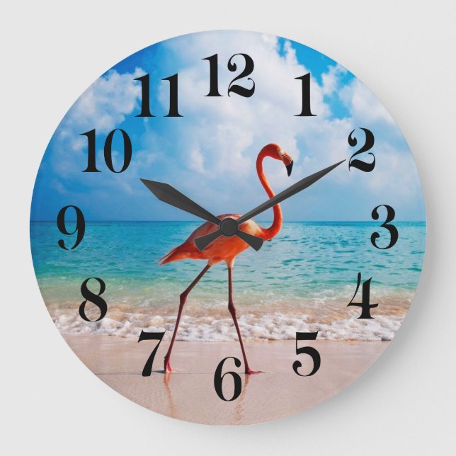 Horloge murale flamant rose (Recto)