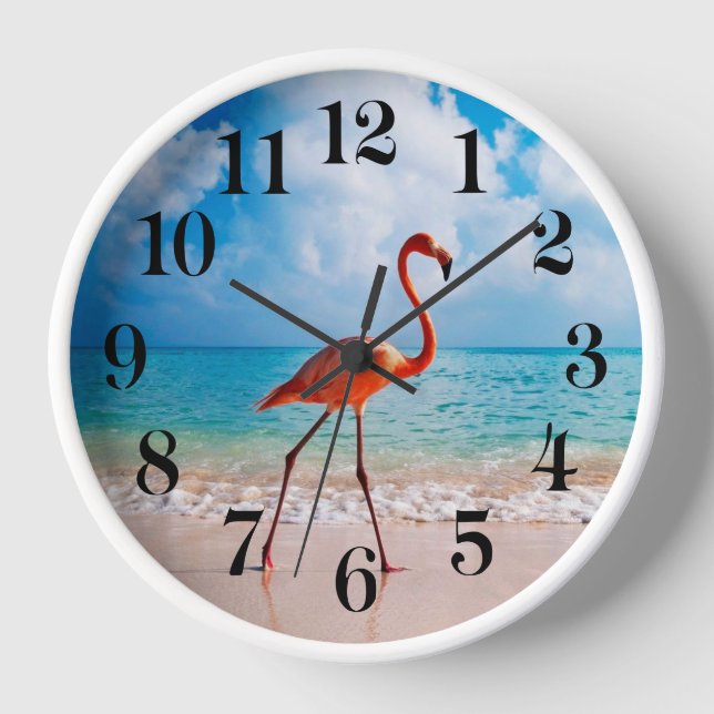 Horloge murale flamant rose (Recto)