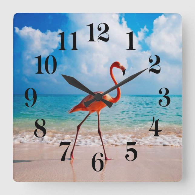 Horloge murale flamant rose (Recto)