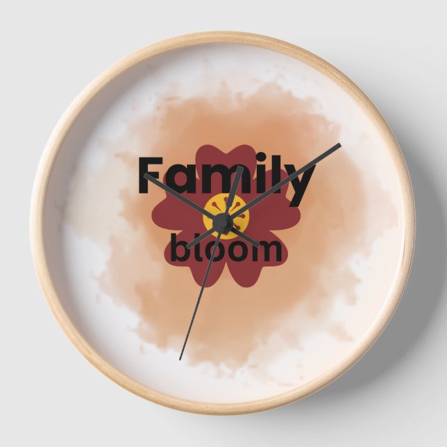 Horloge murale Fleur aquarelle Family Bloom  (Recto)