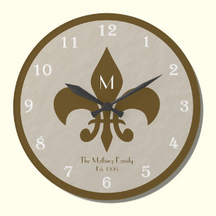 Horloge murale Fleur De Lis Customisée en famille