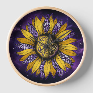 Horloge murale Fleur-de-Lis Tournesol tigre de Lou