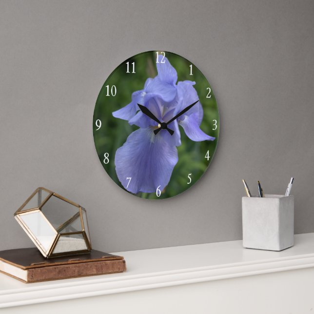 Horloge murale fleur d'Iris Bleu Brillante (Bureau)