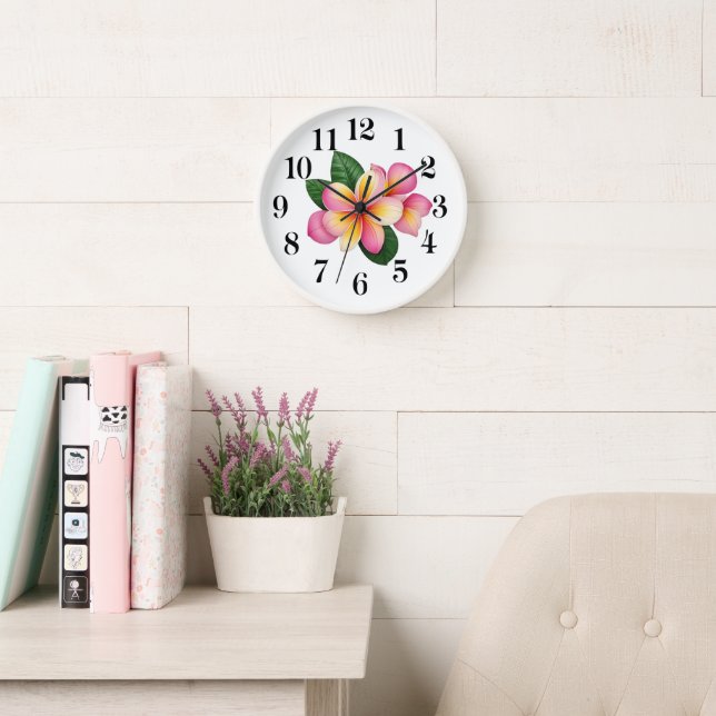 Horloge murale fleur tropicale (Salle de lecture)