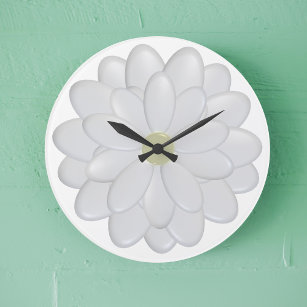 Horloge murale fleurie de marguerite blanche moder