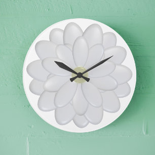 Horloge murale fleurie de marguerite blanche moder