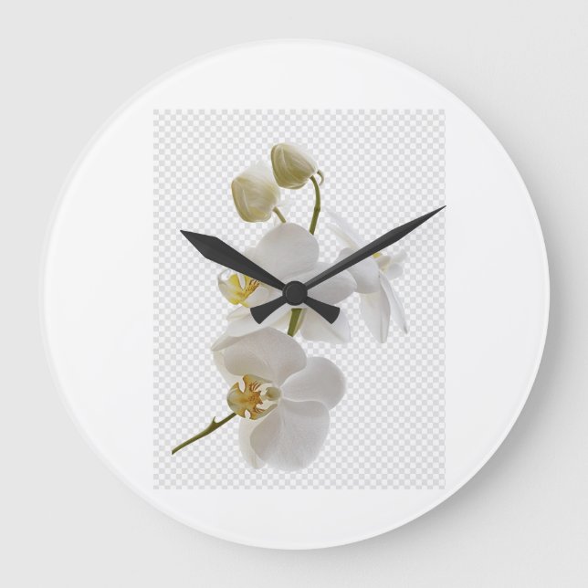 Horloge Murale Fleurs Blanches – Élégance Florale  (Recto)