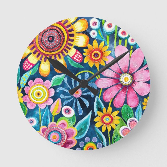 Horloge murale Fleurs funky (Recto)