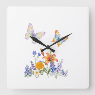 Horloge Murale Fleurs & Papillons – Décoration Élé