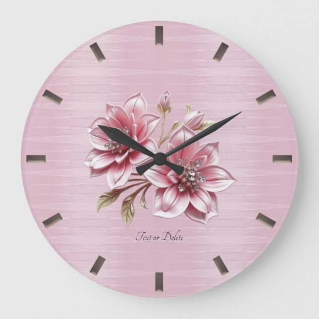 Horloge Murale Fleurs Roses Modernes (Recto)