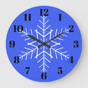 Horloge murale flocon de neige en bleu