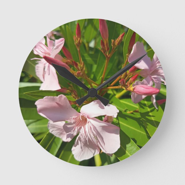 Horloge murale florale à l'oléandre rose Jardin bo (Recto)