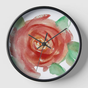 Horloge murale florale artistique Rose Aquarelle R